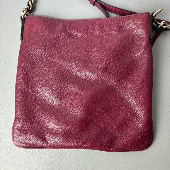 Kate Spade Burgundy Red Pebbled Leather Crossbody Purse Shoulder Bag Zip Closure - Picture 11 of 14